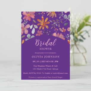 Lovely Painted Flowers Bridal Shower Invitation
