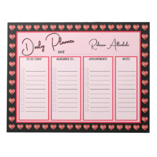 Lovely Painted Hearts Daily To Do and Appointments Notepad
