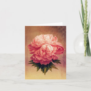 Lovely Painterly Pink Peony Folded Note Cards