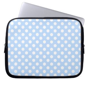 Lovely Pastel Blue And White Polka Dots Pattern Laptop Sleeve