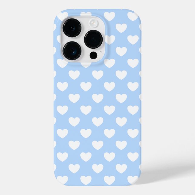 Lovely Pastel Blue With Cute Hearts iPhone Cover (Back)