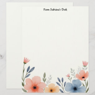 Lovely Pastel Flowers Custom Letterhead