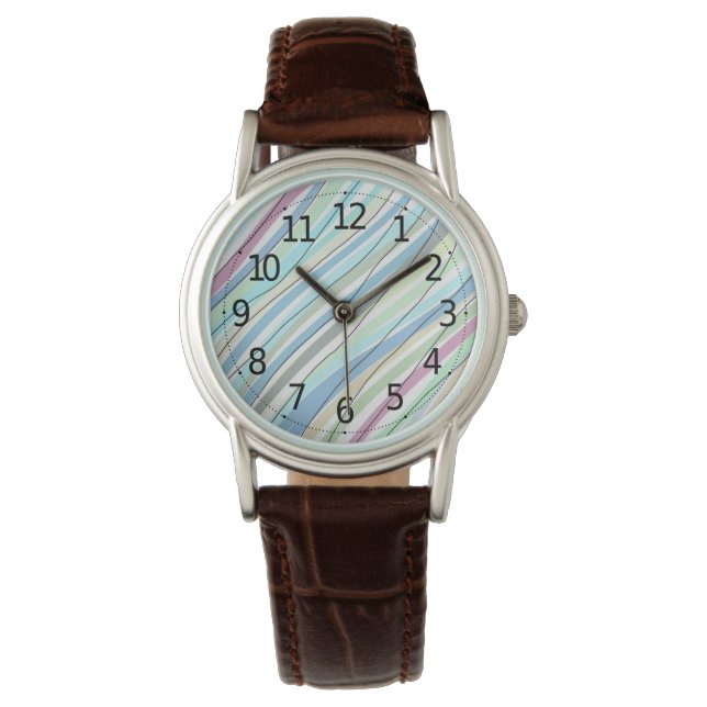 Lovely Pastel Lines Watercolor Acrylic Artwork | Watch (Front)