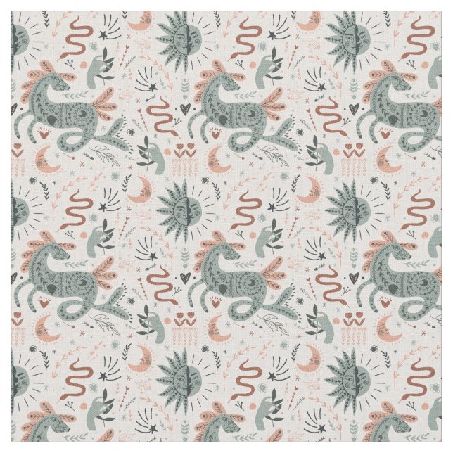 Lovely pastel Pink and green pattern for her Fabric (Close Up)