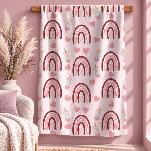 Lovely Pastel Pink Hearts Love Gift Cosy Blanket