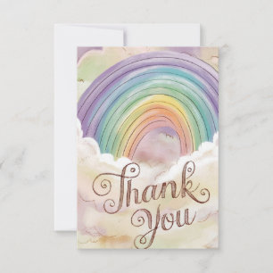 Lovely Pastel Rainbow and Clouds Thank You Card