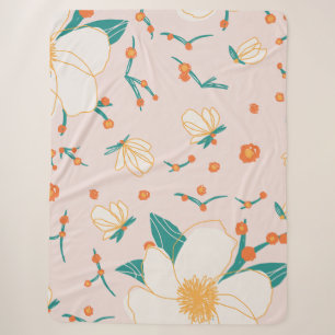 Lovely pastel wildflower elegant cute baby girl sherpa blanket