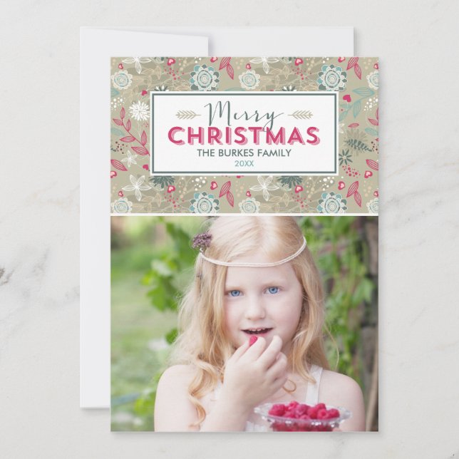 Lovely Pattern Christmas Holiday Photo Cards (Front)