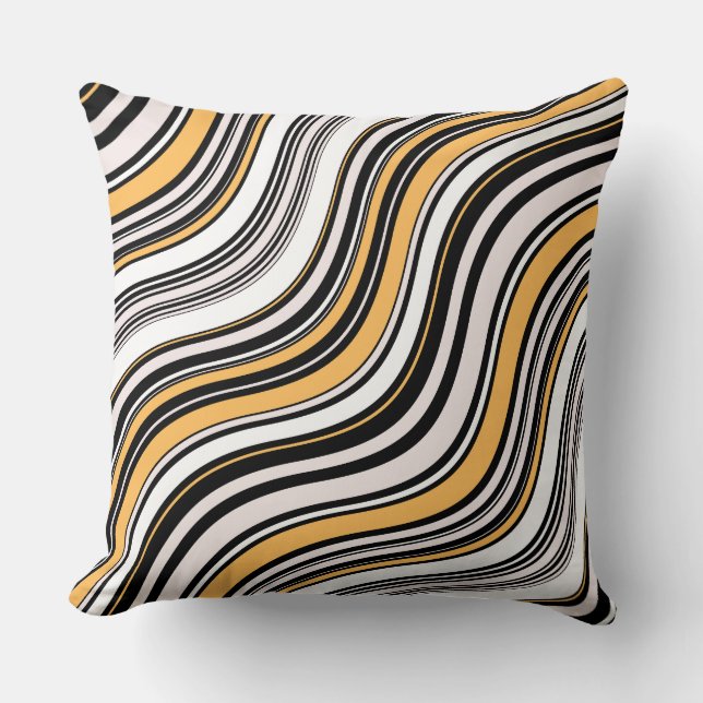 Lovely pattern ink art Abstract yellow and black Cushion (Front)