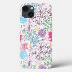 Lovely pattern with colorful flowers iPhone 13 case