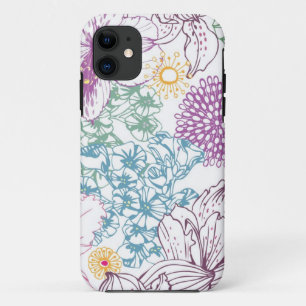 Lovely pattern with colourful flowers iPhone 11 case