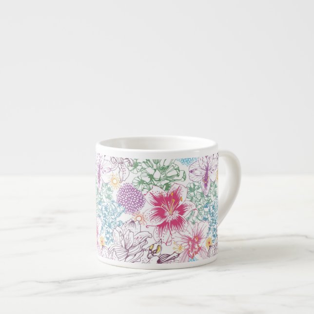 Lovely pattern with colourful flowers espresso cup (Front Right)