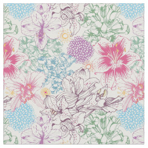 Lovely pattern with colourful flowers fabric