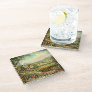 LOVELY PEACEFUL IRISH COUNTRYSIDE SCENE GLASS COASTER