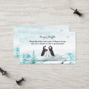 Lovely Penguin Snow Landscape Diaper Raffle Calling Card