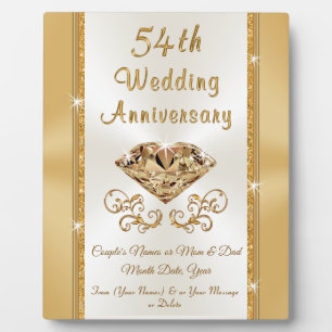 Lovely Personalised 54th Wedding Anniversary Gift Plaque