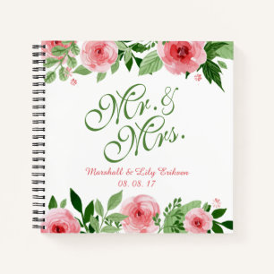 Lovely Personalised Floral Wedding Guestbook Notebook