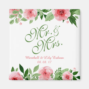 Lovely Personalised Floral Wedding Magnet