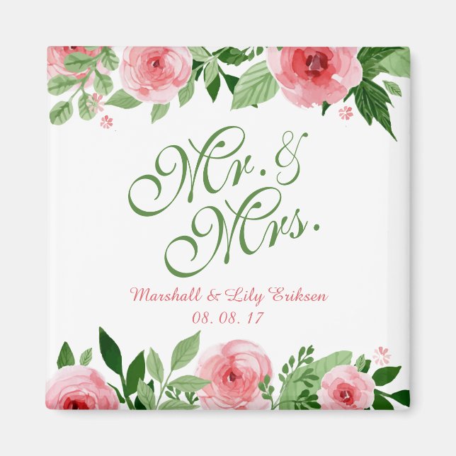 Lovely Personalised Floral Wedding | Magnet (Front)