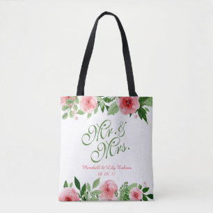 Lovely Personalised Floral Wedding Tote Bag
