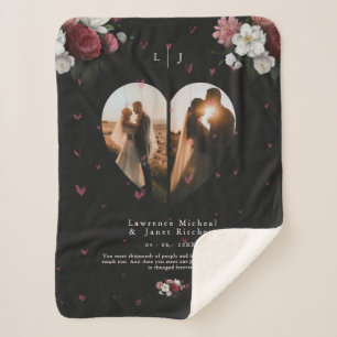 lovely personalised Heart shape 2 Photo Collage Sherpa Blanket