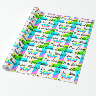 LOVELY PERSONALIZED 75TH BIRTHDAY DESIGN WRAPPING PAPER