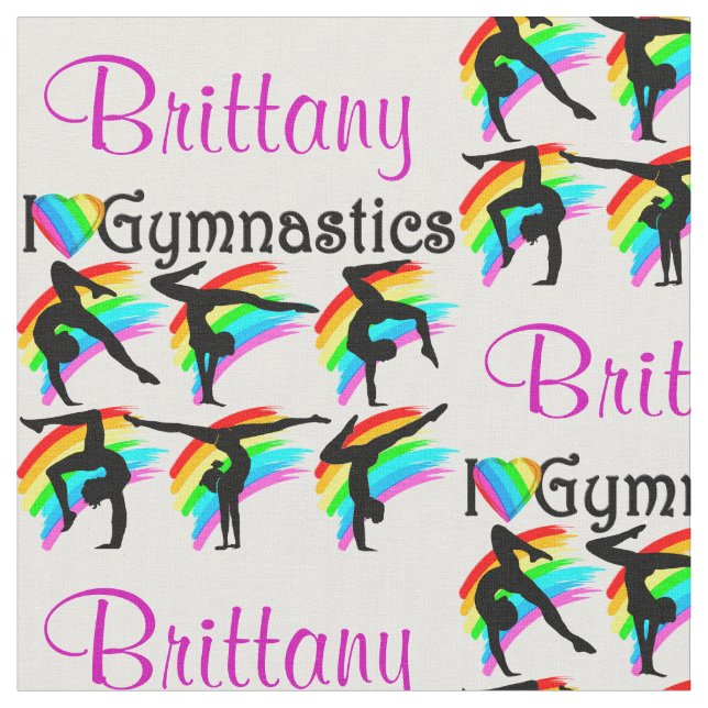 LOVELY PERSONALIZED I LOVE GYMNASTICS FABRIC (Close Up)