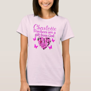 LOVELY PERSONALIZED PINK FLORAL TEACHER APPAREL T-Shirt
