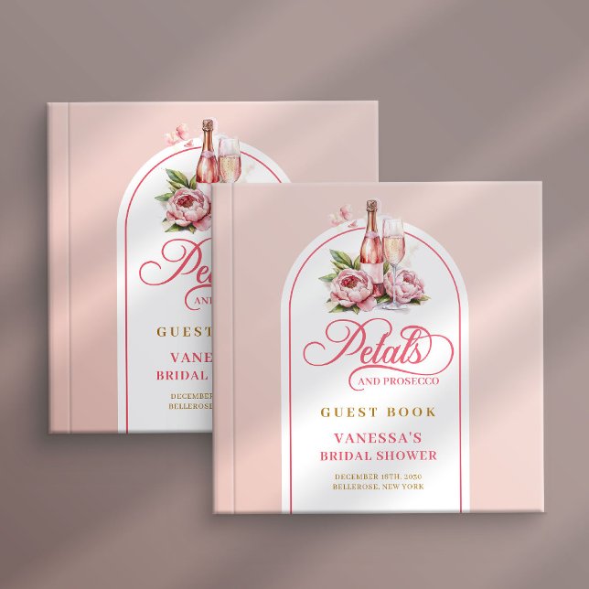 Lovely petals and prosecco blush gold Shower Guest Book (Lovely petals and prosecco blush gold Shower Guest Book)