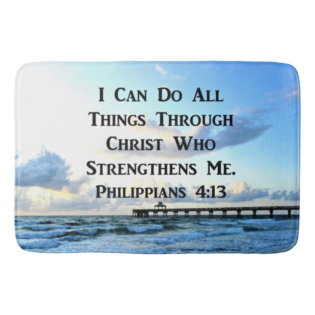 LOVELY PHILIPPIANS 4:13 BIBLE VERSE BATH MAT (Front)