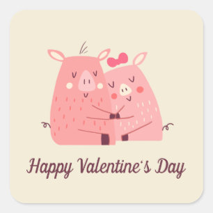 Lovely Pigs Couple Valentine Sticker Seal