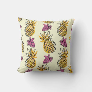 Lovely pineapple and strawberry illustration patte cushion