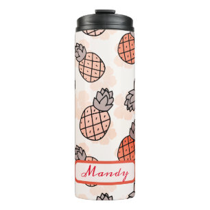Lovely Pineapples Orange Coloured  Text Placemen Thermal Tumbler