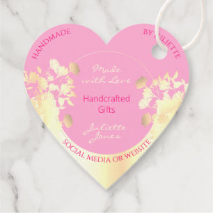 Lovely Pink and Gold Glam Floral Product Marketing Favour Tags