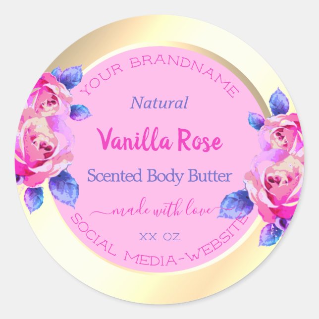 Lovely Pink and Gold Product Packaging Labels Cute (Front)