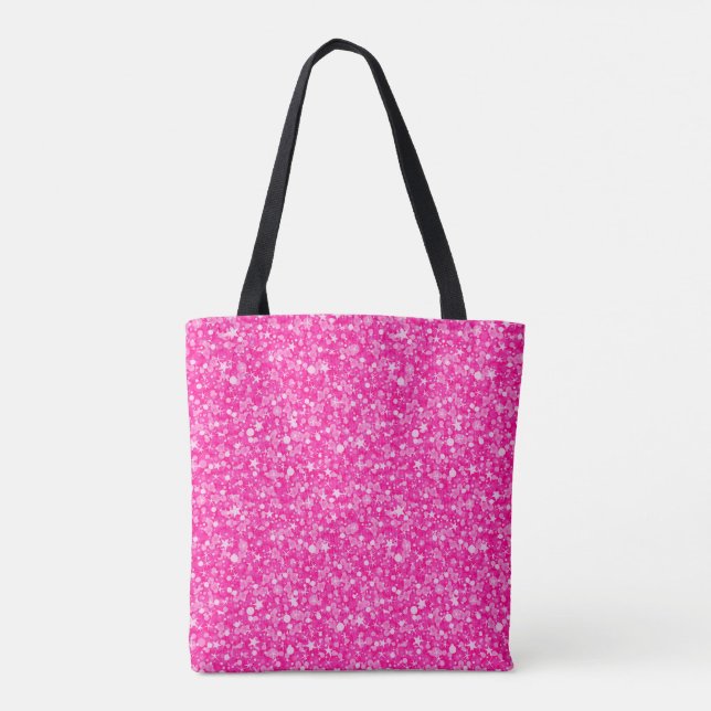 Lovely Pink And White Glitter Tote Bag (Back)
