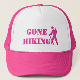 lovely pink and white gone hiking sports hat. trucker hat