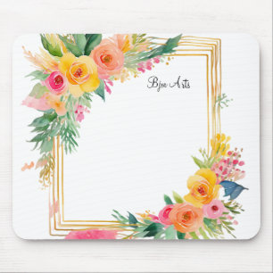 Lovely Pink And Yellow Mouse Mat