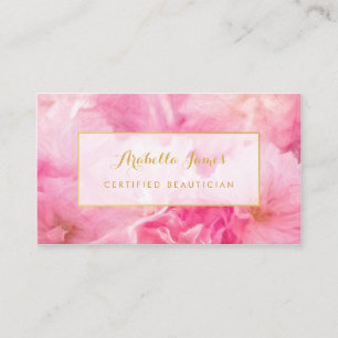 Lovely Pink Blossoms Floral Certified Beautician Business Card