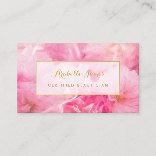 Lovely Pink Blossoms Floral Certified Beautician Business Card (Front)