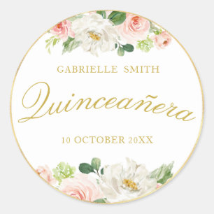 lovely pink blush floral Quinceanera sticker