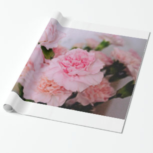 Lovely pink carnation flowers photography gift wrapping paper