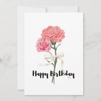 Lovely Pink Carnations Bouquet Birthday Card