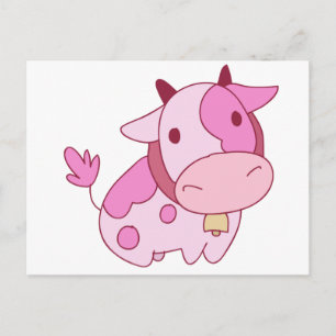Lovely Pink Cartoon Cow Postcard