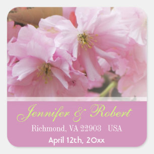 Lovely pink cherry blossom spring wedding sticker