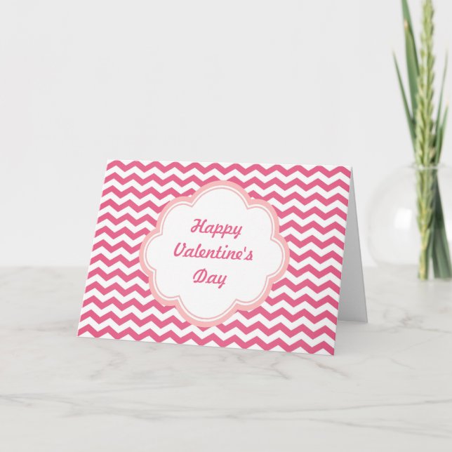 Lovely pink chevron Valentine's day card (Front)