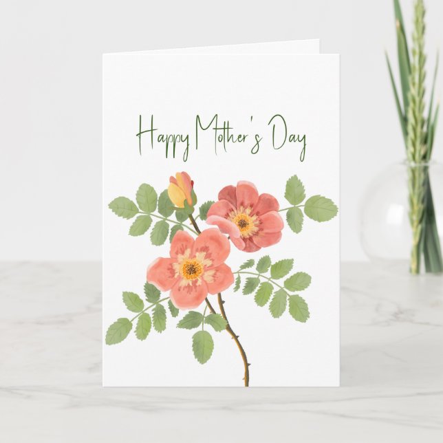 Lovely Pink Coral Floral Mother's Day Card (Front)