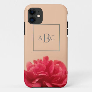 Lovely Pink Cream Floral Monogram Initial Case-Mat iPhone 11 Case