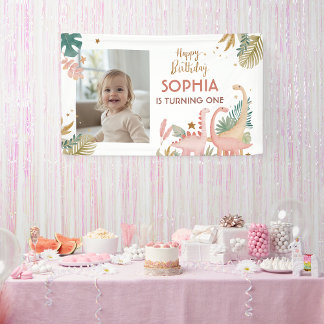 Lovely Pink Dino Banner