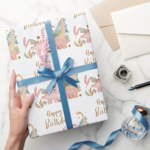 Lovely Pink Dino Wrapping Paper